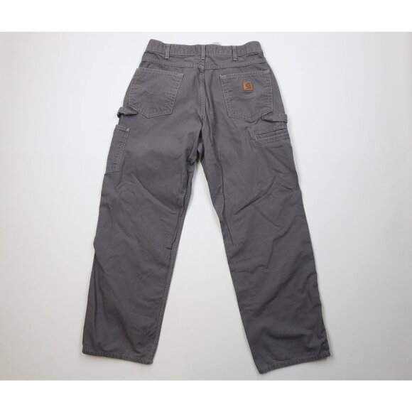 Vintage Y2K Carhartt Mens 32x32 Faded Wide Leg Canvas Dungaree Pants Gray Cotton - Picture 10 of 14